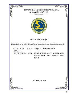 Đồ án tốt nghiệp đề tài thiết kế hệ thống điều khiển cho băng tải phân loại sản phẩm theo màu sắc