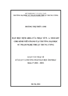 Dạy học đệm aria của nhạc sĩ w a mozart cho sinh viên piano tại trường đại học sư phạm nghệ thuật trung ương