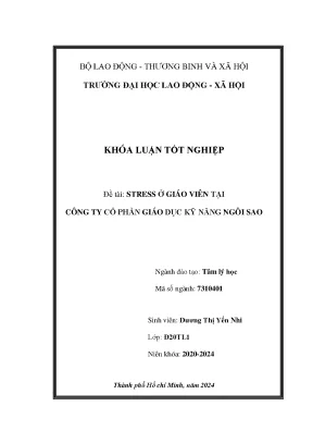 Khóa luận tốt nghiệp đề tài stress ở giáo viên tại công ty cổ phần giáo dục kỹ năng ngôi sao