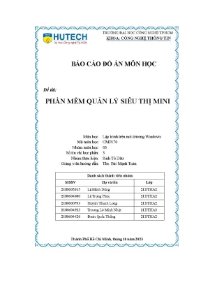 Báo cáo đồ án môn học phần mềm quản lý siêu thị mini