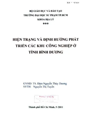 Khóa luận tốt nghiệp địa lý hiện trạng và định hướng phát triển các khu công nghiệp ở tỉnh bình dương