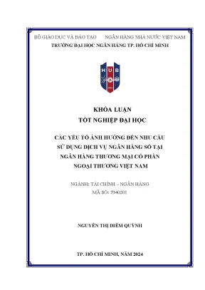 Các yếu tố ảnh hưởng đến nhu cầu sử dụng dịch vụ ngân hàng số tại ngân hàng thương mại cổ phần ngoại thương việt nam