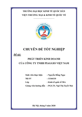 Chuyên đề tốt nghiệp phát triển kinh doanh của công ty tnhh piaggio việt nam