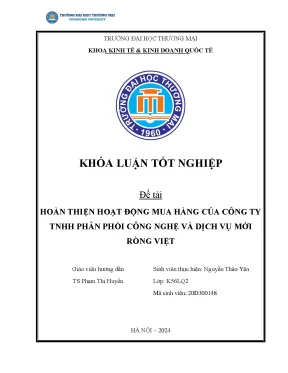 Hoàn thiện hoạt động mua hàng của công ty tnhh phân phối công nghệ và dịch vụ mới rồng việt