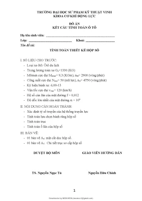 Đồ án kết cấu tính toán ô tô tính toán thiết kế hộp số