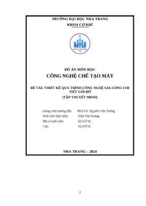 Thuyết minh đồ án công nghệ chế tạo máy gối đỡ
