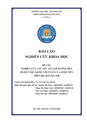 Nghiên cứu các yếu tố ảnh hưởng đến hành vi du lịch cuối tuần của sinh viên trên địa bàn hà nội
