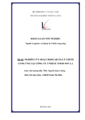 Nghiên cứu hoạt động quản lý chuỗi cung ứng tại công tnhh ic food sơn la