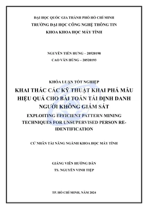 Khóa luận tốt nghiệp khoa học máy tính khai thác các kỹ thuật khai phá mẫu hiệu quả cho bài toán tái định danh người không giám sát