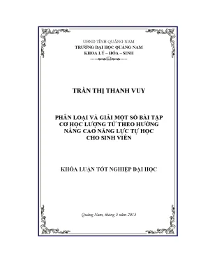 Phân loại và giải một số bài tập cơ học lượng tử theo hướng nâng cao năng lực tự học cho sinh viên
