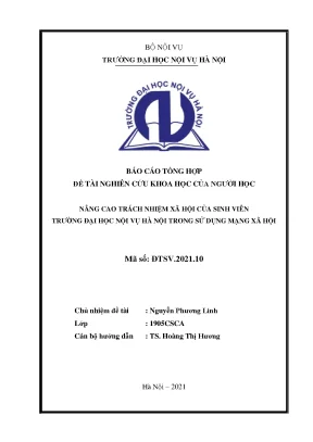 Đề tài nâng cao trách nhiệm xã hội của sinh viên trường đại học nội vụ hà nội trong sử dụng mạng xã hội