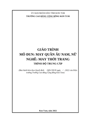 Giáo trình may quần âu nam nữ ngành may thời trang trung cấp