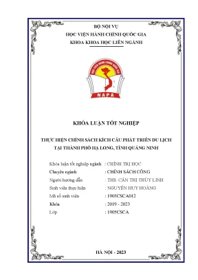 Khoá luận thực hiện chính sách kích cầu phát triển du lịch tại thành phố hạ long tỉnh quảng ninh
