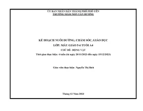 Kế hoạch nuôi dưỡng chăm sóc giáo dục lớp mẫu giáo 5 6 tuổi a4 chủ đề động vật