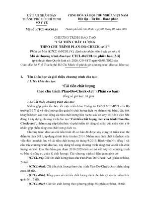 Chương trình đào tạo và tài liệu đào tạo cải tiến chất lượng theo chu trình pdca plan do check act bệnh viện nhi đồng 1