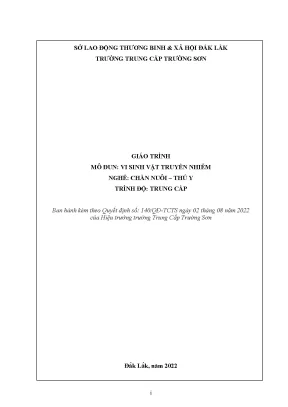 Giáo trình vi sinh vật truyền nhiễm nghề chăn nuôi thú y trung cấp