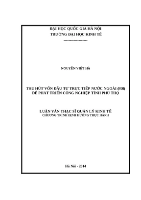 Luận văn thu hút vốn đầu tư trực tiếp nước ngoài fdi để phát triển công nghiệp tỉnh phú thọ
