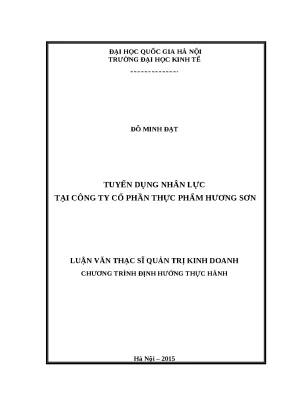 Luận văn tuyển dụng nhân lực tại công ty cổ phần thực phẩm hương sơn