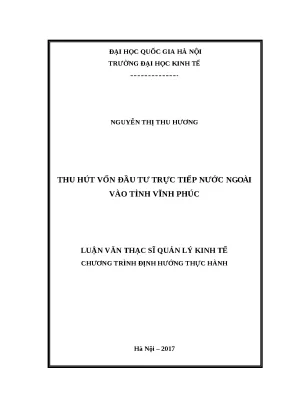 Luận văn thu hút vốn đầu tư trực tiếp nước ngoài vào tỉnh vĩnh phúc