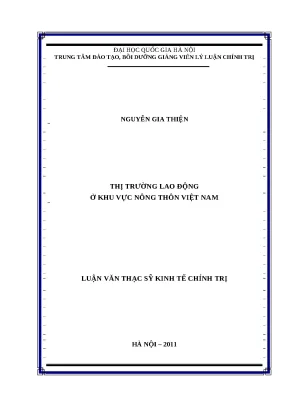 Luận văn thị trường lao động ở khu vực nông thôn việt nam