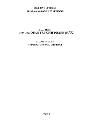 Giáo trình quản trị kinh doanh dược ngành dược sĩ cao đẳng