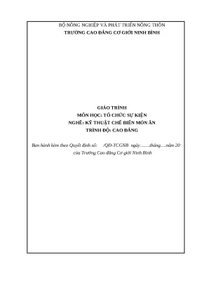 Giáo trình tổ chức sự kiện nghề kỹ thuật chế biến món ăn cao đẳng