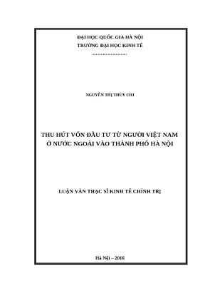 Luận văn thu hút vốn đầu tư từ người việt nam ở nước ngoài vào thành phố hà nội