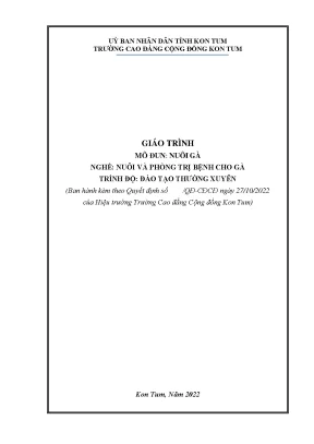 Giáo trình nuôi gà nghề nuôi và phòng trị bệnh cho gà cao đẳng
