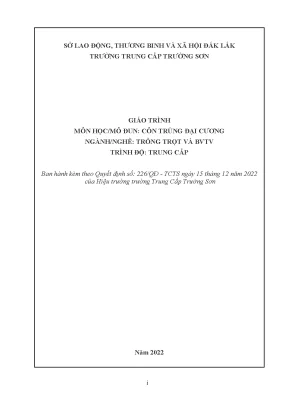 Giáo trình côn trùng đại cương nghề trồng trọt và bảo vệ thực vật trung cấp