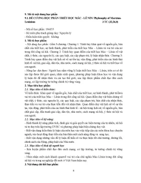 Mô tả học phần triết học mác lênin philosophy of marxism leninism 3 tc 32 26 0 mã số học phần 196055 full 10 điểm
