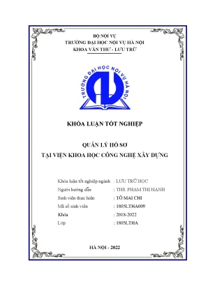 Khoá luận quản lý hồ sơ tại viện khoa học công nghệ xây dựng