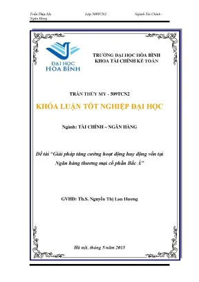Giải pháp tăng cường hoạt động huy động vốn tại ngân hàng thương mại cổ phần bắc á