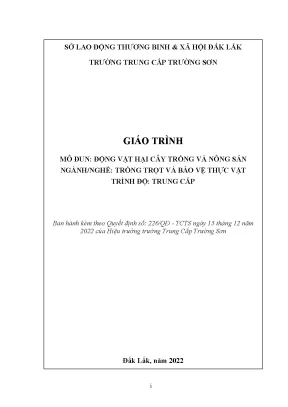 Giáo trình động vật hại cây trồng và nông sản nghề trồng trọt và bảo vệ thực vật trung cấp