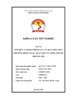 Khoá luận tổ chức và hoạt động của ủy ban nhân dân phường đông ngạc quận bắc từ liêm thành phố hà nội