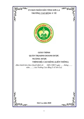 Giáo trình quản trị kinh doanh dược ngành dược cđlt