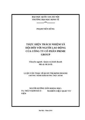Luận văn thực hiện trách nhiệm xã hội đối với người lao động của công ty cổ phần prime group