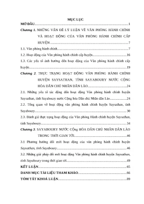 Khóa luận tốt nghiệp hoạt động của văn phòng hành chính huyện saysathan tỉnh sayaboury nước cộng hòa dân chủ nhân dân lào hiện nay