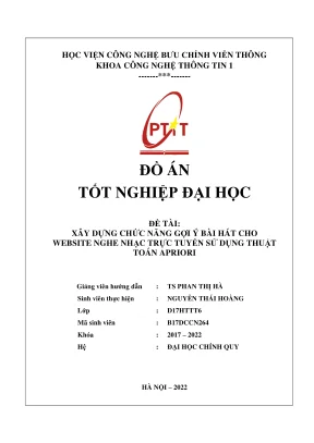 Xây dựng chức năng gợi ý bài hát cho website nghe nhạc trực tuyến sử dụng thuật toán apriori