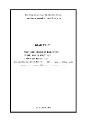 Giáo trình bệnh cây đại cương ngành bảo vệ thực vật trung cấp trường cao đẳng nghề đà lạt
