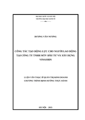 Luận văn tạo động lực cho người lao động tại công ty tnhh mtv đầu tư và xây dựng vinashin