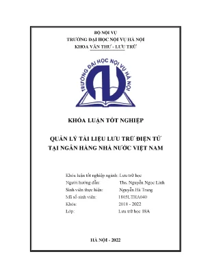 Khoá luận quản lý tài liệu lưu trữ điện tử tại ngân hàng nhà nước việt nam