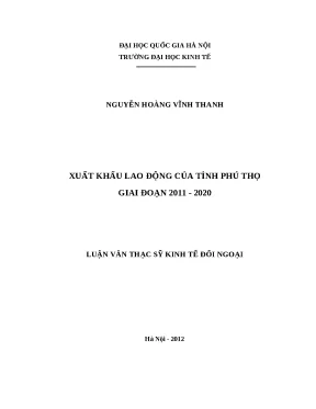 Luận văn xuất khẩu lao động của tỉnh phú thọ giai đoạn 2011 2020