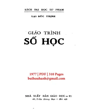 Giáo trình số học lại đức thịnh