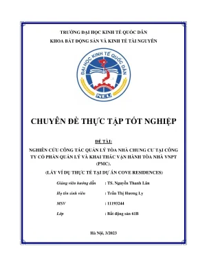 Nghiên cứu công tác quản lý tòa nhà chung cư tại công ty cổ phần quản lý và khai thác tòa nhà vnpt pmc lấy ví dụ thực tế tại dự án cove residence
