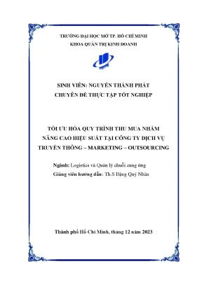 Tối ưu hóa quy trình thu mua nhằm nâng cao hiệu suất tại công ty dịch vụ truyền thông marketing outsourcing