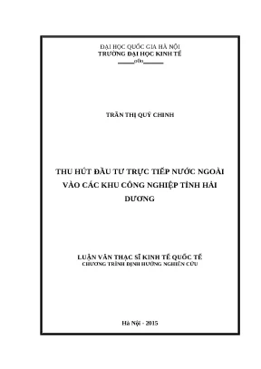 Luận văn thu hút đầu tư trực tiếp nước ngoài vào các khu công nghiệp tỉnh hải dương