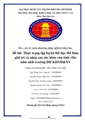 Thái độ và dự định của sinh viên sinh viên năm nhất trường đh khxhnv với việc luyện tập tdtt