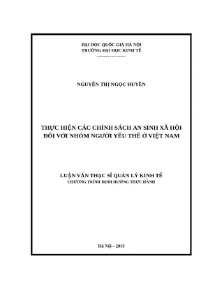 Luận văn thực hiện các chính sách an sinh xã hội đối với nhóm người yếu thế ở việt nam