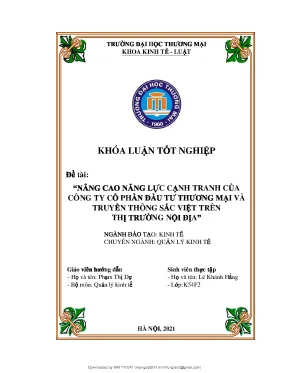 Nâng cao năng lực cạnh tranh của công ty cổ phần đầu tư thương mại và truyền thông sắc việt trên thị trường nội địa
