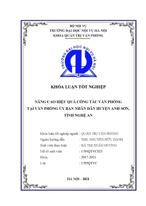 Khoá luận nâng cao hiệu quả công tác văn phòng tại văn phòng ủy ban nhân dân huyện anh sơn tỉnh nghệ an